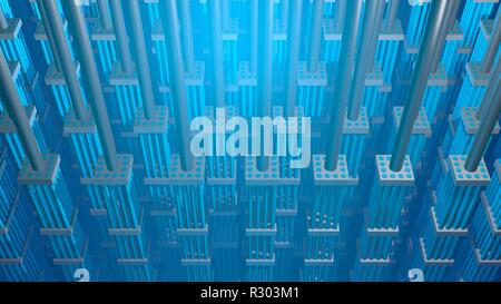 Nuclear fuel rods. 3d Render Stock Photo