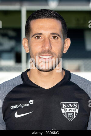 EUPEN, BELGIUM - JULY 18 : Florian Raspentino pictured during the 2018 - 2019 season photo shoot of Kas Eupen on July 18, 2018 in Eupen, Belgium. (Photo David Hagemann/Isosport) Stock Photo