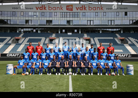 GHENT, BELGIUM - JULY 16 :  (Back row L-R) : Yannick Thoelen, Anthony Swolfs, Nicolas Raskin, Siebe Horemans, Roman Yaremchuk, Giorgi Chakvetadze, Thibault De Smet, Giorgi Beridze, Jari De Busser, Colin Coosemans.  (Middle row) : David Jonathan, Mamadou Sylla, Birger Verstraete, Thomas Foket, Anderson Esiti, Renato Neto, Sigurd Rosted, Igor Plastun, Samuel Kalu, Peter Olayinka, Stallone Limbombe.  (Front row) : Ofir Davidzada, Aboubakary Koita, Brecht Dejaegere, Moses Simon, Stijn Matthys (Assistant coach), Peter Balette (Assistant coach), Yves Vanderhaeghe (Head coach), Francky Vandendriessch Stock Photo