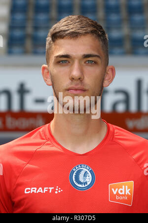 GHENT, BELGIUM - JULY 16 : Jari De Busser pictured during the 2018 - 2019 season photo shoot of Kaa Gent on July 16, 2018 in Ghent, Belgium. Photo by Vincent Van Doornick/Isosport Stock Photo