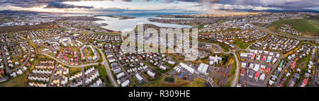 Aerial -  Gardabaer and Kopavogur, suburbs of Reykjavik, Iceland. This image is shot using a drone Stock Photo