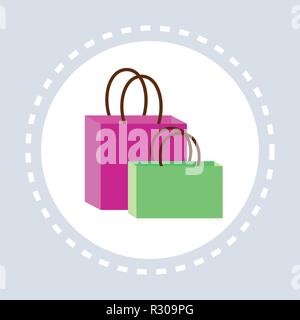 paper bag package shopping icon concept flat Stock Vector