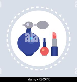 makeup beauty tools shopping icons concept flat Stock Vector