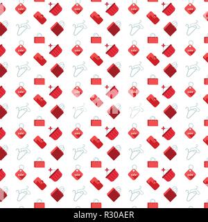 shopping icons seamless pattern white background flat Stock Vector