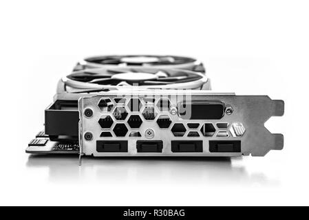 Computer gaming powerful graphic card on white. Stock Photo