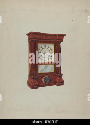 Seth Thomas Clock. Dated: c. 1937. Dimensions: overall: 29 x 22.5 cm (11 7/16 x 8 7/8 in.)  Original IAD Object: 16' x 9 1/2' x 4'. Medium: watercolor, colored pencil, pen and ink, and graphite on paperboard. Museum: National Gallery of Art, Washington DC. Author: Arthur Mathews. Stock Photo