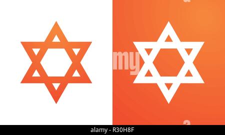 Star of David in orange color. Hexagram symbol of judaism Stock Vector