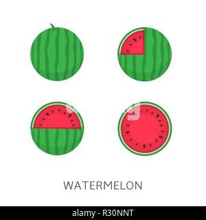 Watermelon icon set Vector illustration Vegan concept Stock Vector