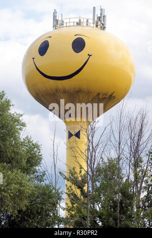 Smiley Face Water Tower in Millington, Michigan Stock Photo