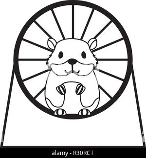 hamster on wheel playing pet shop vector illustration Stock Vector