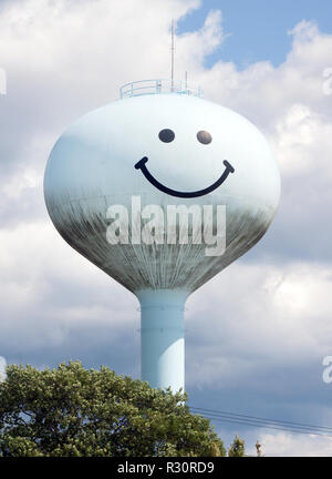 Smiley Face Water Tower in Wells, Michigan Stock Photo