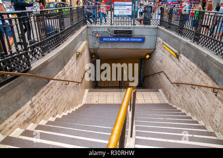 LONDON - JUN 24: Piccadilly underground station on June 24, 2018 in London, United Kingdom. Stock Photo