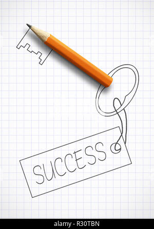 Key to success concept, drawn key