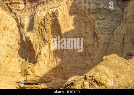 Wall of Canyons in the Namibe Desert. With sun. Africa. Angola Stock Photo