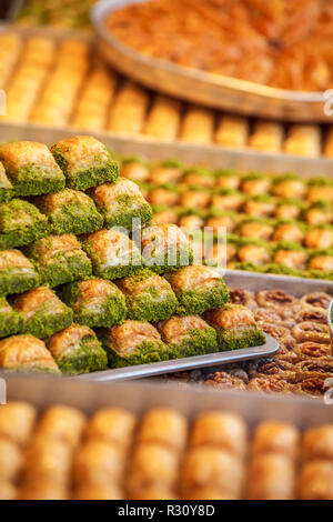 Assorted Flavors of  Turkish Baklava and other Turkish sweets, Istanbul Province. Istanbul, Turkey Stock Photo