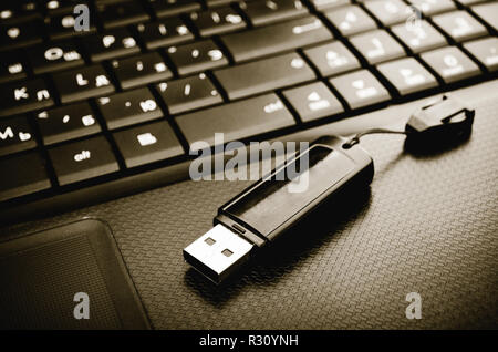 flash and laptop keyboard closeup Stock Photo