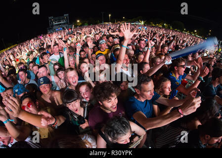 BENICASSIM, SPAIN - JUL 22: The crowd in a concert at FIB Festival on July 22, 2018 in Benicassim, Spain. Stock Photo