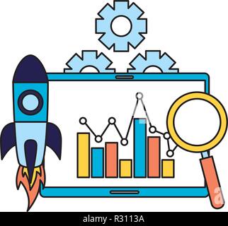 rocket statistics chart search engine optimization vector illustration ...