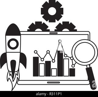 rocket statistics chart search engine optimization vector illustration ...