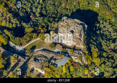 Luftbild, Regenstein Castle and Fortress, Am Platenberg, Blankenburg (Harz), Blankenburg, Paderborn, Saxony-Anhalt, Germany, Europe ,, DEU, Europe, bi Stock Photo