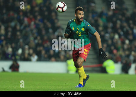 Stadium MK, Milton Keynes, UK. 20th Nov, 2018. International football friendly, Brazil versus Cameroon; Eric Maxim Choupo-Moting of Cameroon chases the loose ball Credit: Action Plus Sports/Alamy Live News Stock Photo