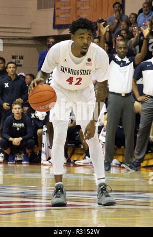 San Diego State guard Jeremy Hemsley puts his arm around forward ...