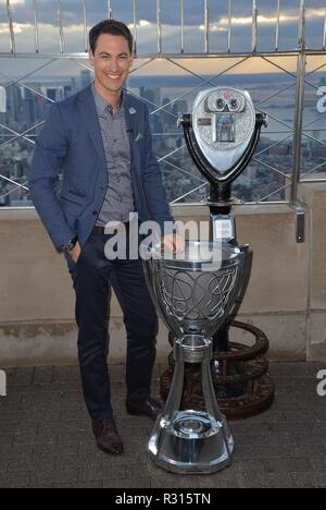 New York, NY, USA. 20th Nov, 2018. Joey Logano Photo Call for 2018 Monster Energy NASCAR Cup Series Champion Joey Logano Photo Op, The Empire State Building, New York, NY November 20, 2018. Credit: Kristin Callahan/Everett Collection/Alamy Live News Stock Photo