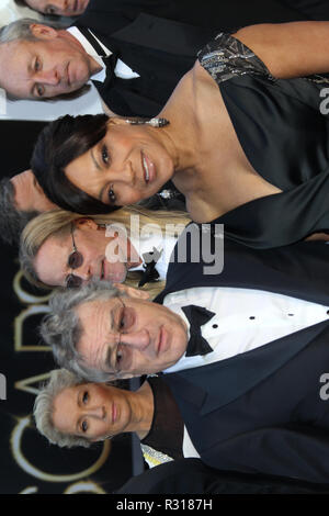 HOLLYWOOD, CA - FEBRUARY 24:  Robert De Niro Grace Hightower arrives at the Oscars at Hollywood & Highland Center on February 24, 2013 in Hollywood, California.       People:  Robert De Niro Grace Hightower Stock Photo