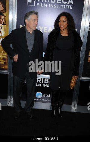 NEW YORK, NY - DECEMBER 07:  Robert DeNiro Grace Hightower attends the 'New Year's Eve' premiere at Ziegfeld Theatre on December 7, 2011 in New York City   People:   Robert DeNiro Grace Hightower Stock Photo