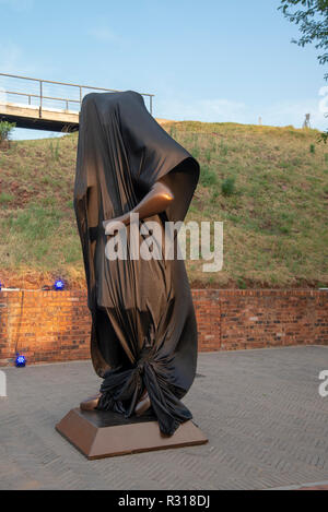 Johannesburg, South Africa, 20 November, 2018. UNICEF celebrates World Children's Day in South Africa on Constitution Hill. To commemorate the day, the organization lit the old Women's Jail here blue and installed a new statue called 'Hope.' The Constitutional Court is situated on Constitution Hill, where the Apartheid government in the past held prisoners, including Nelson Mandela. Credit: Eva-Lotta Jansson/Alamy Live News Stock Photo