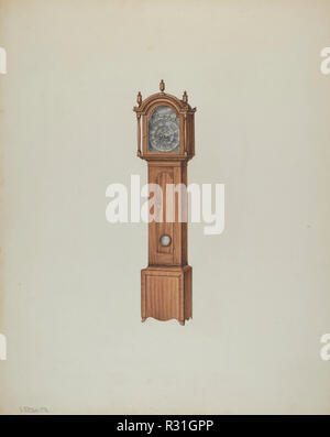 Tall Clock. Dated: c. 1938. Dimensions: overall: 45.3 x 36.7 cm (17 13/16 x 14 7/16 in.)  Original IAD Object: none given. Medium: watercolor, colored pencil, and graphite on paperboard. Museum: National Gallery of Art, Washington DC. Author: Lawrence Phillips. Stock Photo