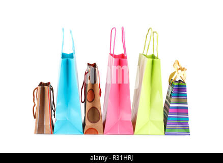 Colorful shopping bags isolated on white background. Stock Photo