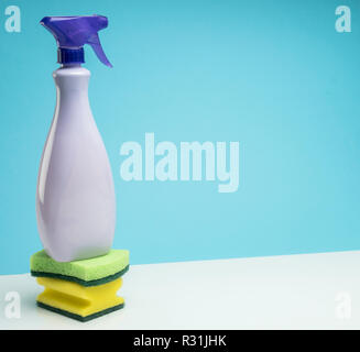 Cleaning pot on scouring pads, conceptual image Stock Photo