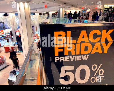 Macy's Flagship Department Store in Herald Square Advertising Black Friday Preview Sale, NYC Stock Photo