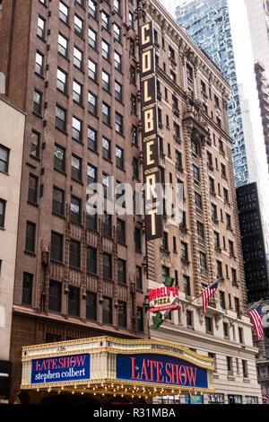 CBS Late Show Marquee at the Ed Sullivan Theater, NYC Stock Photo