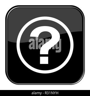 glossy button black - question mark Stock Photo