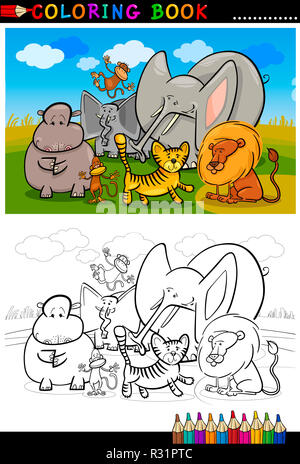 happy monkey cartoon characters group Stock Photo - Alamy