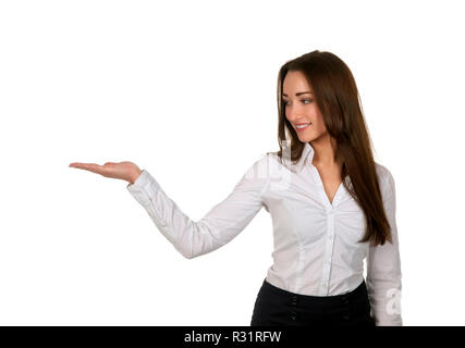 businesswoman presenting your product Stock Photo