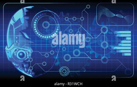 Technology blueprint diagram of artificial intelligence for android. Stock Vector
