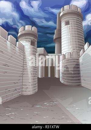 Medieval castle and knight fortress vector ancient royal logo set ...