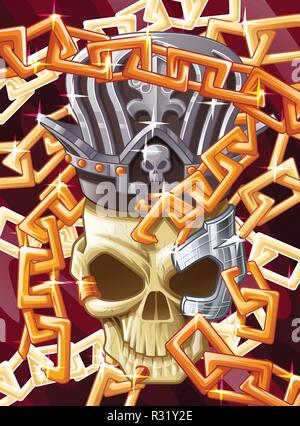 Vector king skull and chains. Stock Vector