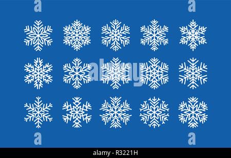 Set of snowflakes. Winter, Christmas concept. Cartoon vector illustration Stock Vector