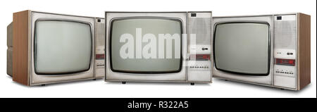Set old TVs isolated on white background. Set old TVs isolated on white background.