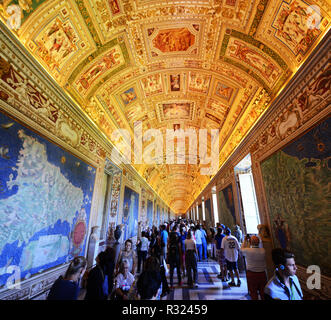 Gallery of the Geographical Maps in Vatican Museum. Stock Photo