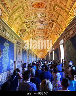 Gallery of the Geographical Maps in Vatican Museum. Stock Photo