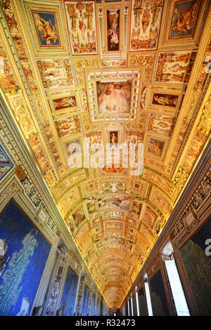 Gallery of the Geographical Maps in Vatican Museum. Stock Photo