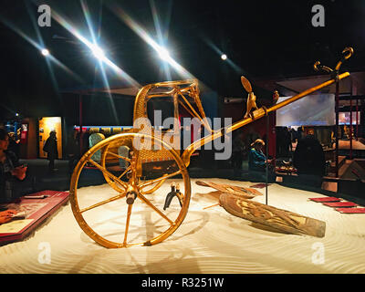 One of six golden chariots found in King Tut's tomb, Valley of the Kings, Egypt. Stock Photo