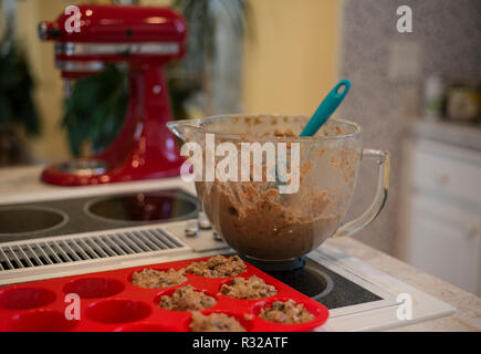 baking rasin bran muffins Stock Photo
