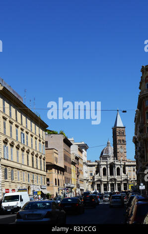 A far away view of the Basilica Papale di Santa Maria Maggiore in Rome. Stock Photo