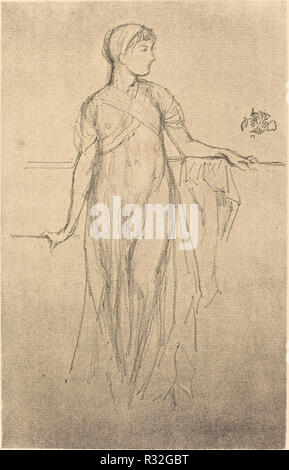 Study. Dated: 1879. Dimensions: image: 26 × 16.5 cm (10 1/4 × 6 1/2 in.)  sheet: 35.8 × 26 cm (14 1/8 × 10 1/4 in.). Medium: lithograph in black on laid paper. Museum: National Gallery of Art, Washington DC. Author: WHISTLER, JAMES ABBOTT MCNEILL.